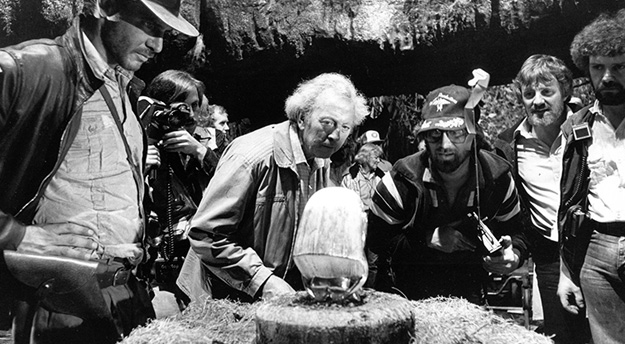 On the set of Raiders of the Lost Ark (1981)